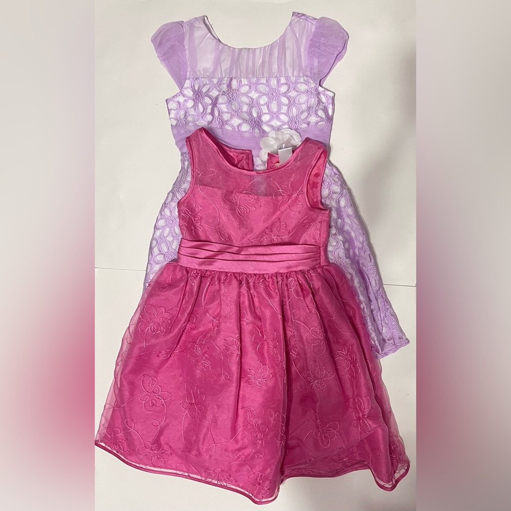 Little Girls Flower Two Dresses SZ 6 Pink & Purple